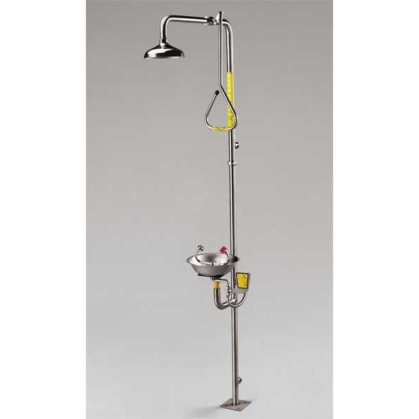Speakman Emergency Shower Combination, Floor Mount, Stainless Steel Pipe, 93.75 H, Stainless Steel Bowl - SE-626