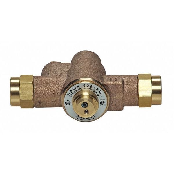 Haws Emergency Mixing Valve, Brass, Yellow, For Use With, Single Eyewash - 9201EW
