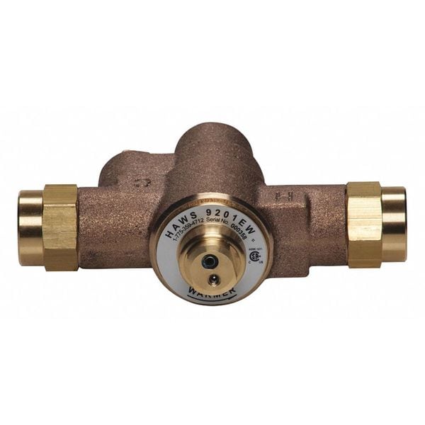 Haws Emergency Mixing Valve, Brass, Yellow, For Use With, Single Eyewash - 9201EW