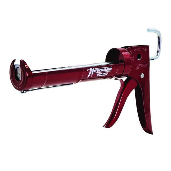 Newborn Dripless Caulk Gun, 10 oz Container Size, Steel, 6:01, Half Barrel Frame, Red - 189D