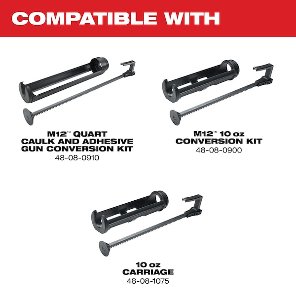 Milwaukee Tool Milwaukee M12 Caulk Gun, 12V DC, For 10 oz Container Size, 29 in/min Application Speed, Bare Tool - 2441-20