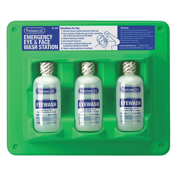 Physicianscare Eye Wash Station, 8 oz., 11inHx12inWx2inD - 24-308