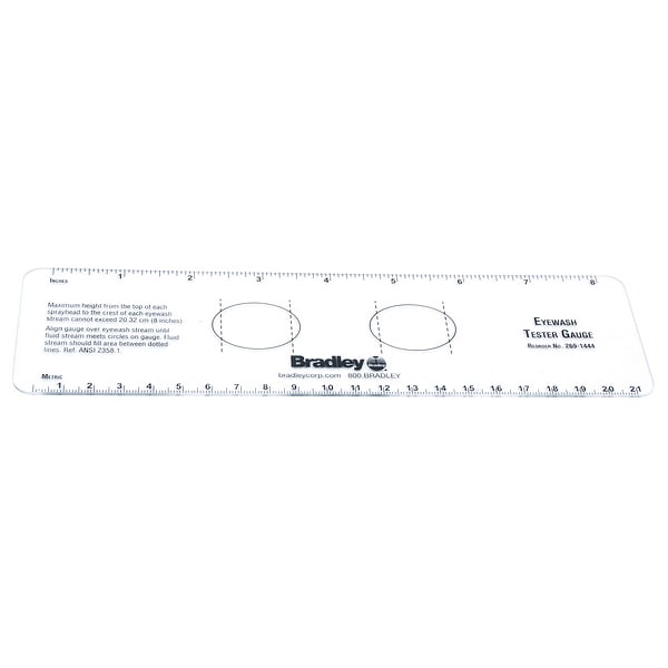 Bradley Eyewash Tester Gauge, Plastic, Clear, For Use With, Eyewash, Shower with Eyewash - 269-1444GR