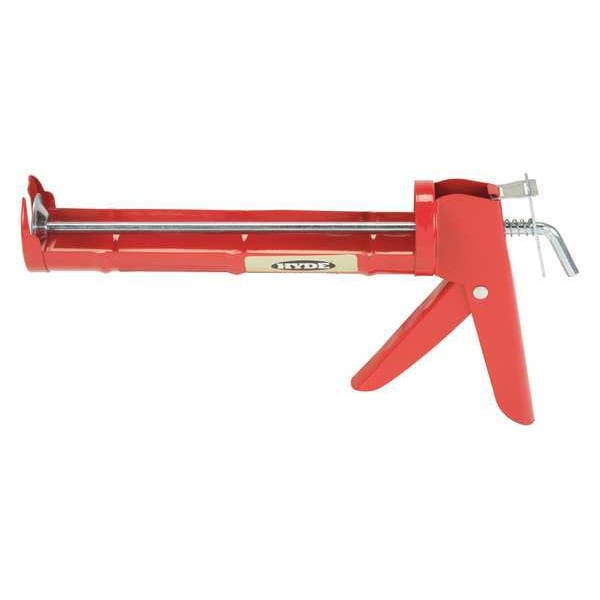 Hyde Caulk Gun, 10 oz Container Size, Steel, 10:01, Half Barrel Frame, Red - 46400