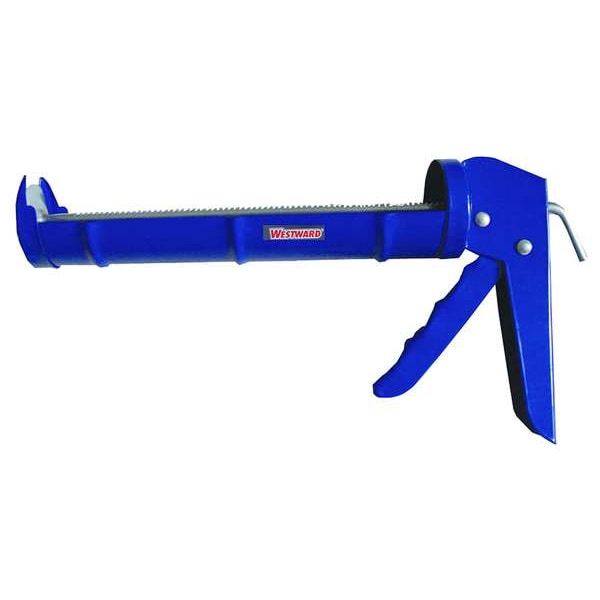 Westward Caulk Gun, 10 oz Container Size, Steel, 7:01, Half Barrel Frame, Blue - 13J321