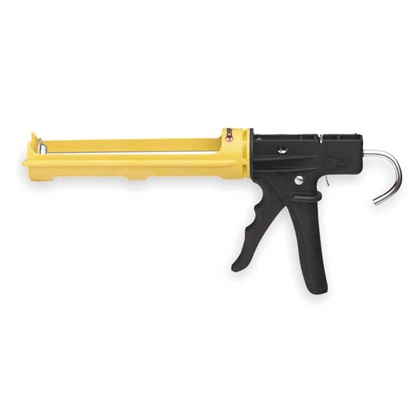 Dripless Dripless Caulk Gun, 10 oz Container Size, Plastic, 18:01, Revolving Half Barrel Frame, Yellow/Black - WL9903000