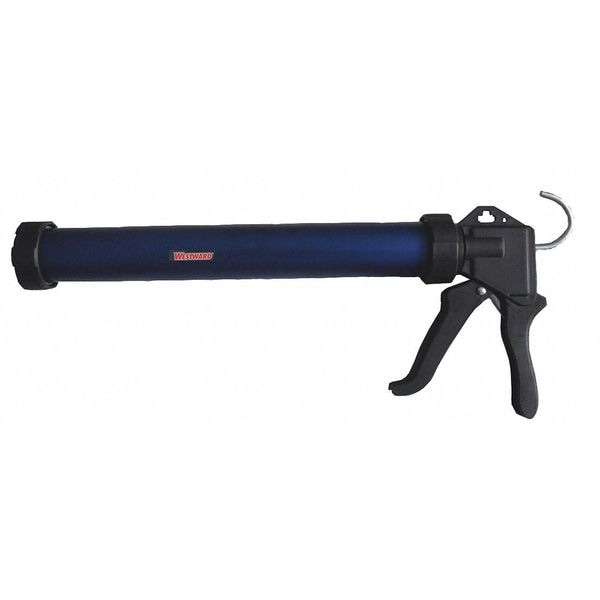Westward Dripless Caulk Gun, 29 oz Container Size, Plastic, 12:01, Full Barrel Frame, Black/Blue - 13J314