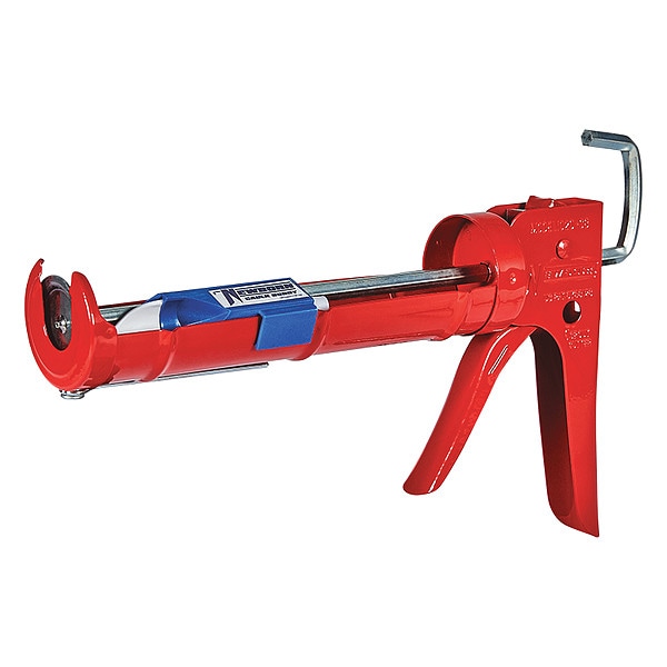 Newborn Dripless Caulk Gun, 10 oz Container Size, Steel, 10:01, Half Barrel Frame, Red - 102D