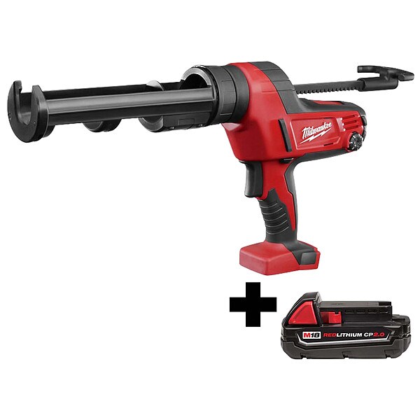 Milwaukee Tool M18 Cordless Caulk Gun, M18 2.0 Battery - 2641-20, 48-11-1820