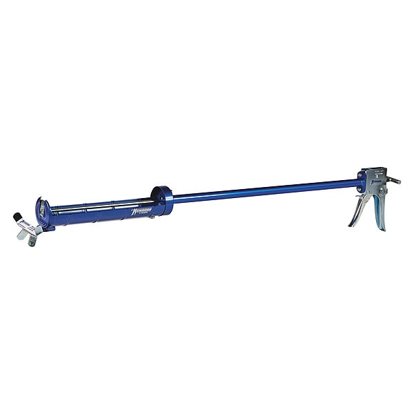 Newborn Caulk Gun, 29 oz Container Size, Steel, 10:01, Half Barrel Frame, Blue/Silver - 377