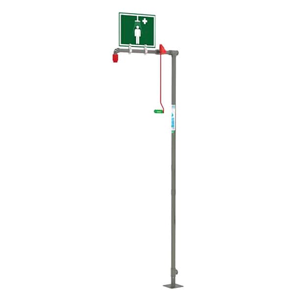Hughes Safety Showers Drench Shower, Floor Mount, Stainless Steel Pipes - 18GS