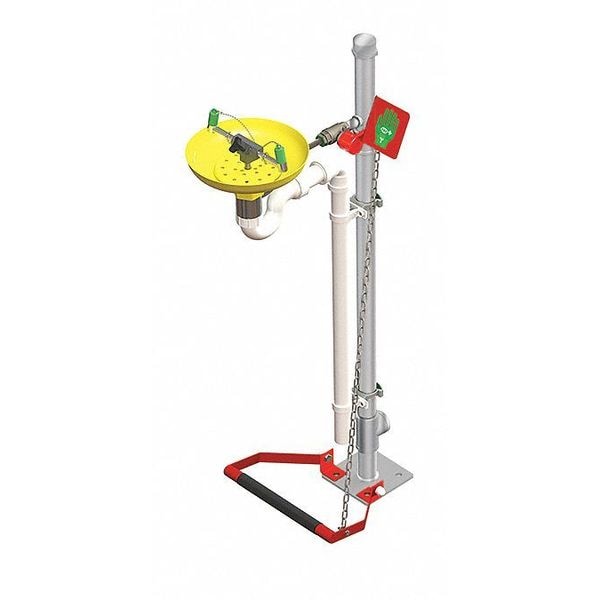 Hughes Safety Showers Plumbed Eyewash, Floor Mount, Plumbed, 45 1/2 in H., 12 5/12 in W - 75GP