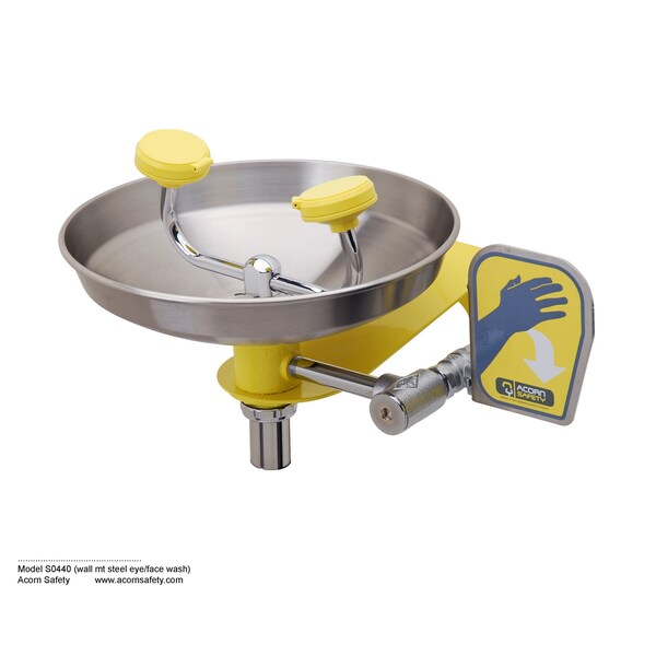 Acorn Controls Wall-Mounted Eyewash Station with Stainless Steel Bowl - S0440