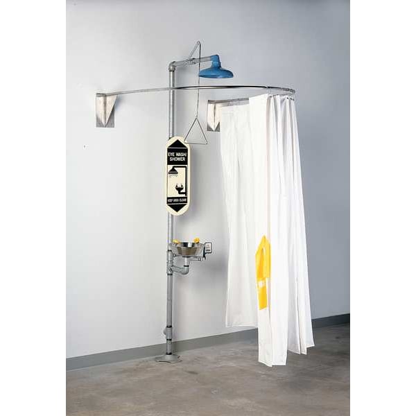 Zoro Select Privacy Curtain, Vinyl, White, For Use With, Shower with Eyewash - 21075