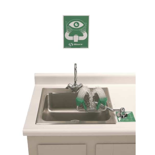 Haws Plumbed Eyewash, Counter Mount, Plumbed, 6 in H., 11 1/2 in W - 7611