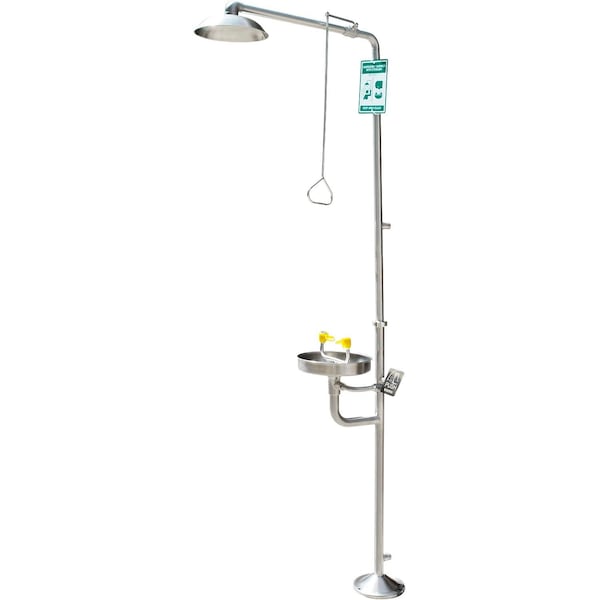 Global Industrial Emergency Combination Shower w/Eyewash Station, Stainless Steel - 708383SS