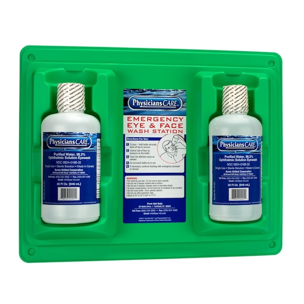 First Aid Only Eyewash Station, Double 32 oz. Screw Cap Bottle - 24-300-001