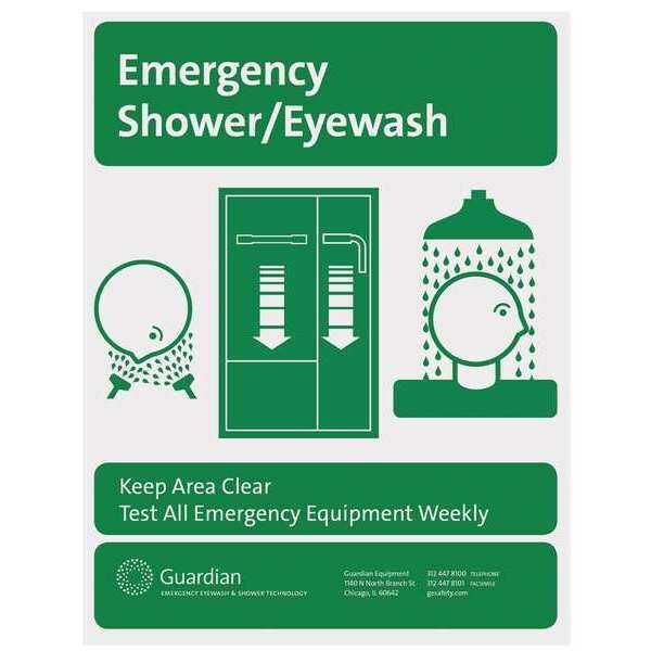 Guardian Equipment Sign, Swing-down, Ge, Plastic, Green, For Use With, Guardian(R) Eye and Eye/Face Wash Units - 250-012G