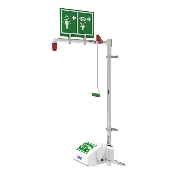 Hughes Safety Showers Combination Shower, Wall Mount, ABS Plastic Covered Bowl, Galvanized Pipes - 33G45G