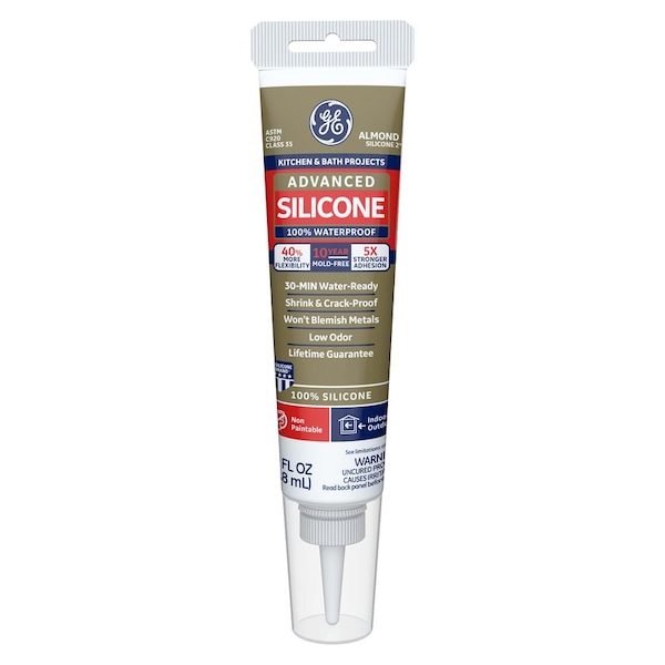Ge GE Advanced Almond Silicone 2 Kitchen and Bath Caulk Sealant 2.8 oz - GE286