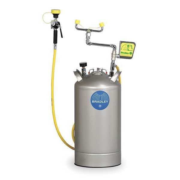 Bradley Portable Eyewash, Pressurized, 15 gal Tank Capacity, Portable, 34 in H., 12 in W - S19-788