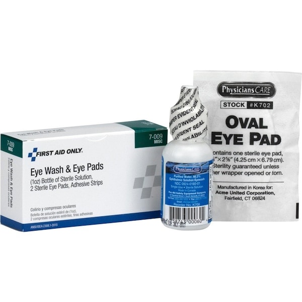 First Aid Only Eye Wash 5-Piece Set, 1oz., White - FAO7009