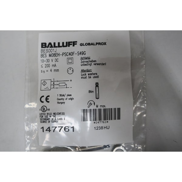SENSOR DE PROXIMIDAD Balluff 10-30V-DC - BES001J BES M08EH-PSC40F-S49G