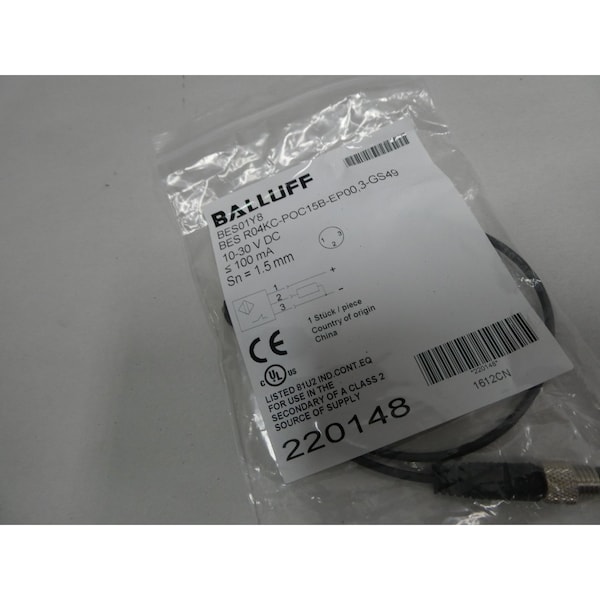 Sensor de proximidad Balluff 10-30V-CC - BES01Y8 BES R04KC-POC15B-EP00,3-GS49
