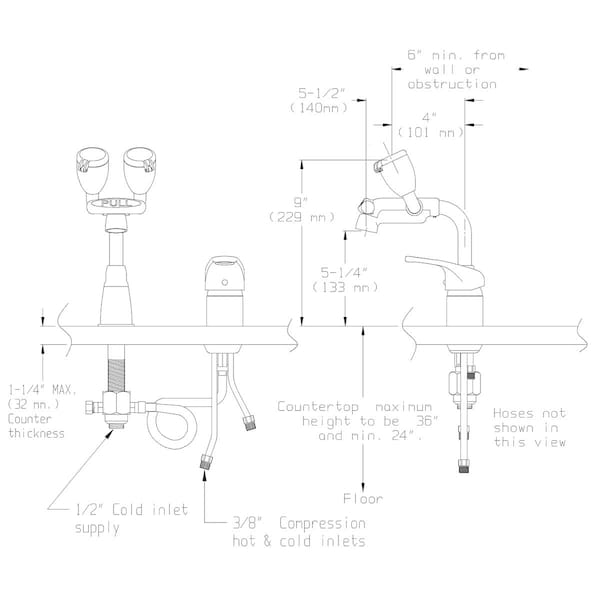 Speakman Eyesaver Classic SEF-1800-CA-SL Single Lever Eyewash Faucet - SEF-1800-CA-SL