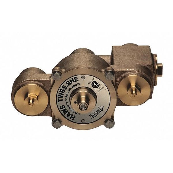 Haws Emergency Mixing Valve, Brass, Yellow, For Use With, Eyewashes, Showers, Showers with Eyewash - TWBS.SHE