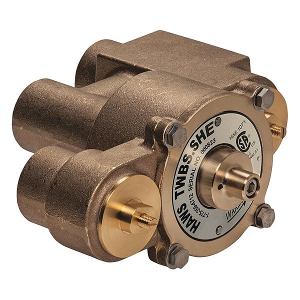 Haws Emergency Mixing Valve, Brass, Yellow, For Use With, Eyewashes, Showers, Showers with Eyewash - TWBS.SHE