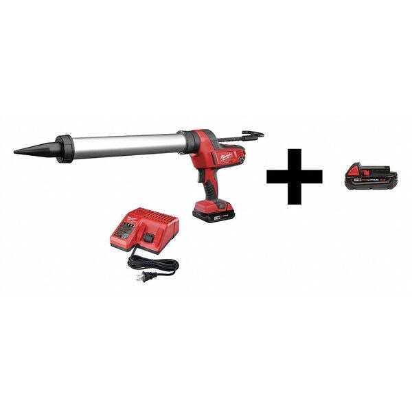 Milwaukee Tool Cordless Caulk Gun Kit, Black/Red, 20 oz Capacity, 18V DC - 2642-21CT / 48-11-1820