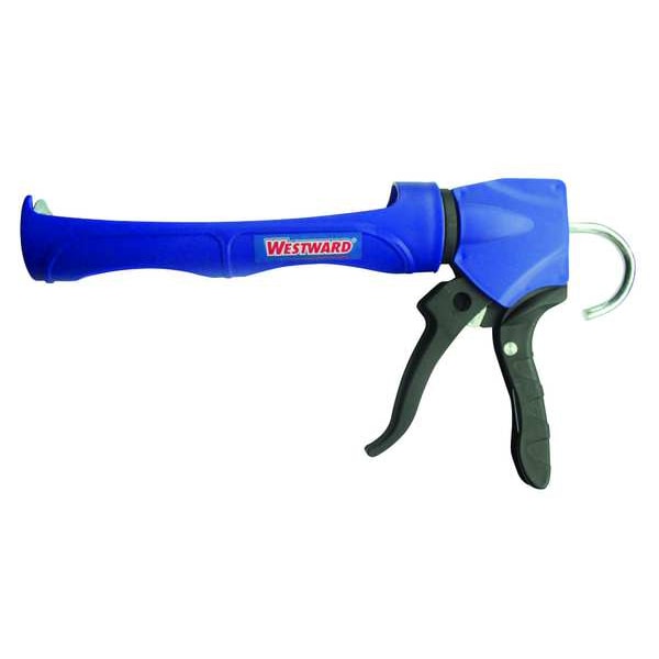 Westward Dripless Caulk Gun, 10 oz Container Size, Plastic, 12:01, Revolving Half Barrel Frame, Black/Blue - 13J315