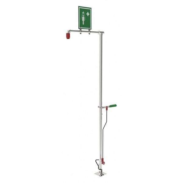 Hughes Safety Showers Drench Shower, Self-Draining, Floor Mount, Galvanized Pipes - SD18G