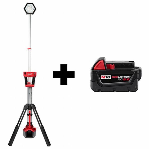 Milwaukee Tool M18 ROCKET Dual Power LED Tower Light w/ Battery - 2131-20, 48-11-1850