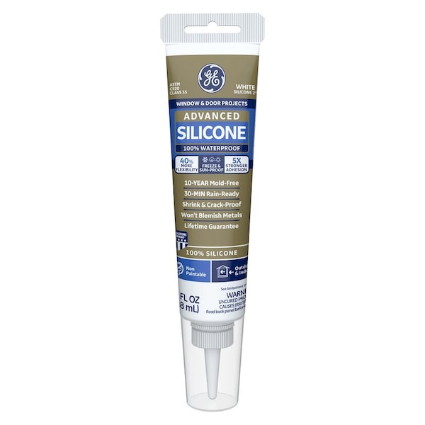 Ge GE Advanced White Silicone 2 Window and Door Caulk Sealant 2.8 oz - M90050