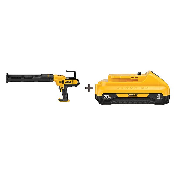 Dewalt Caulk Gun Kit, Yellow, 29 oz Capacity, 20V DC - DCE570B / DCB240