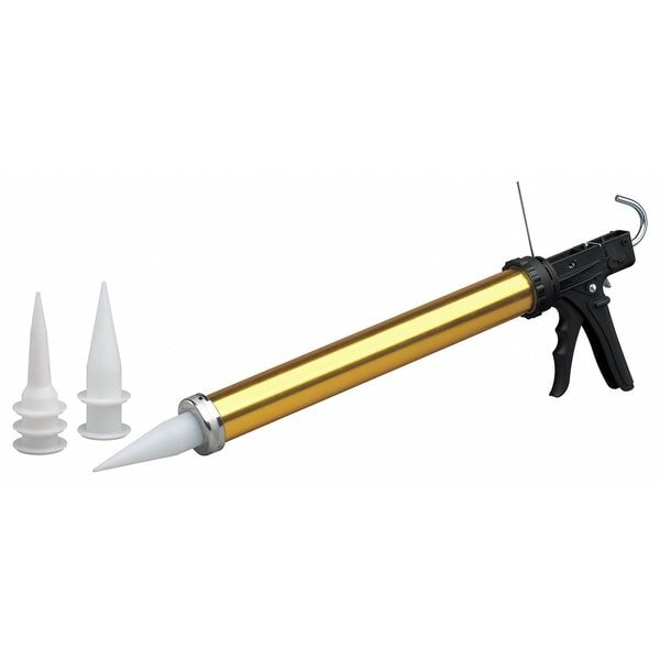 Dripless Dripless Caulk Gun, 30 oz Container Size, Aluminum, 18:01, Full Barrel Frame, Gold - WL9907500