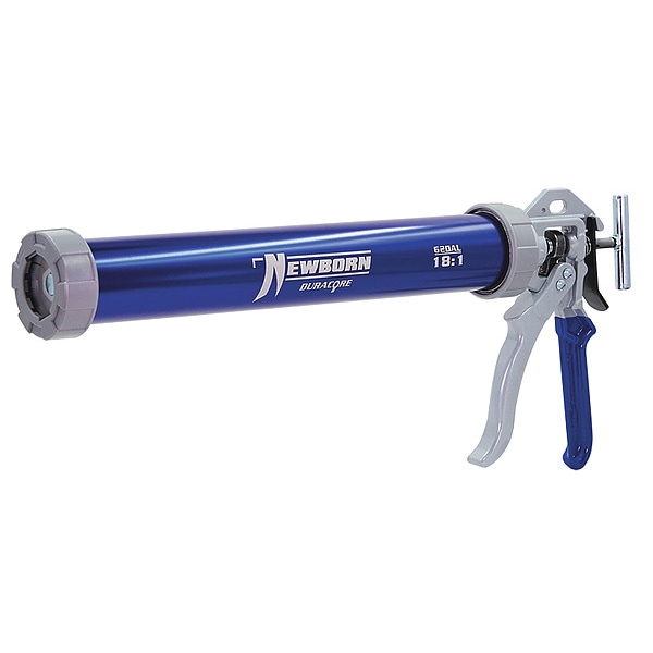 Newborn Caulk Gun, 24 oz Container Size, Aluminum, 18:01, Full Barrel Frame, Blue - 620-AL-BLUE