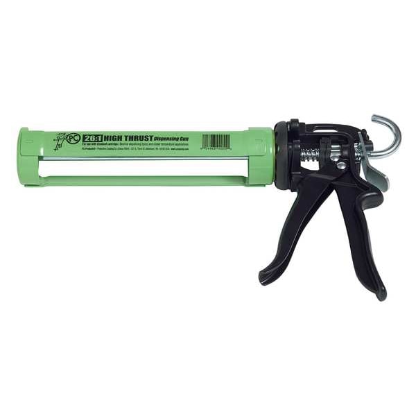 Pc Products Caulk Gun, 8 oz Container Size, Steel, 26:01:00, Half Barrel Frame, Green - 900550