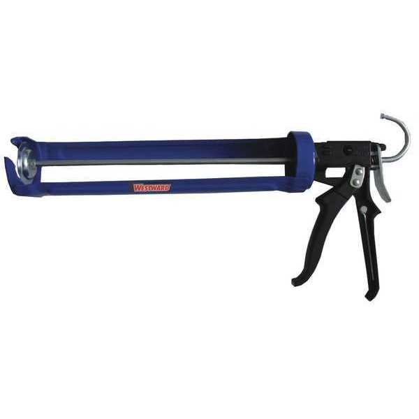 Westward Caulk Gun, 20 oz Container Size, Steel, 12:01, Revolving Half Barrel Frame, Black/Blue - 13J310