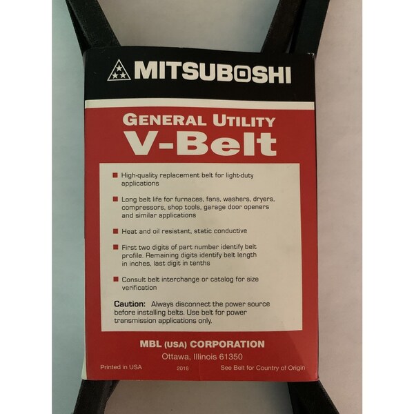Mbl Mitsuboshi FHP General Utility V-Belt 0.38 in. W X 19 in. L For Fractional Horsepower Motors - 3L190A