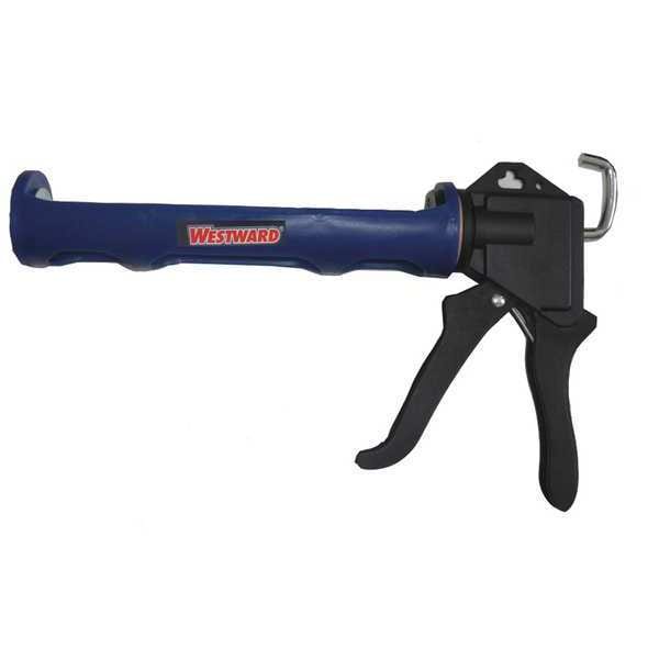Westward Dripless Caulk Gun, 10 oz Container Size, Plastic, 10:01, Revolving Half Barrel Frame, Black/Blue - 13J312