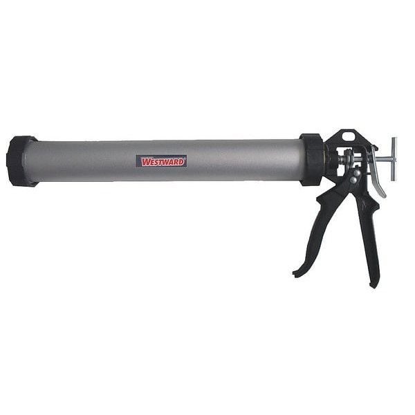 Westward Caulk Gun, 24 oz Container Size, Aluminum, 12:01, Full Barrel Frame, Black/Silver - 13J313