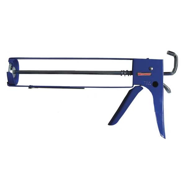 Westward Caulk Gun, 10 oz Container Size, Steel, 12:01, Skeleton Frame, Blue - 13W868