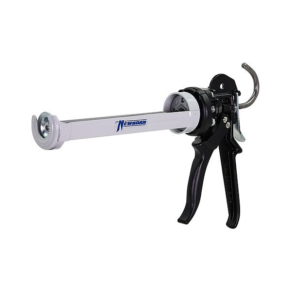Newborn Caulk Gun, 10 oz Container Size, Steel, 26:01:00, Revolving Half Barrel Frame, Black/White - 373-XSP