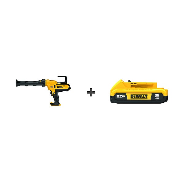 Dewalt Caulk Gun Kit, Yellow, 10 oz Capacity, 20V DC - DCE560B / DCB203