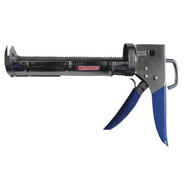 Westward Caulk Gun, 10 oz Container Size, Steel, 7:01, Half Barrel Frame, Black/Silver - 13J318