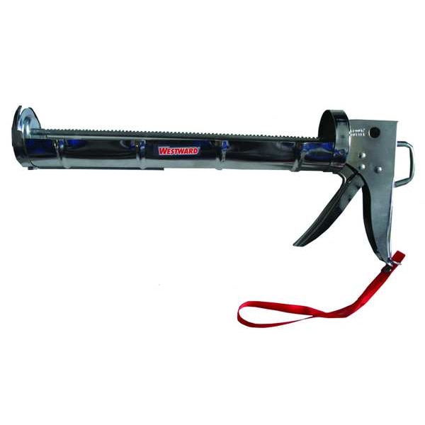 Westward Caulk Gun, 20 oz Container Size, Steel, 7:01, Half Barrel Frame, Silver - 13J322