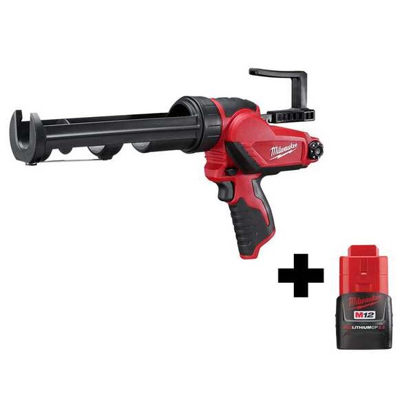 Milwaukee Tool Cordless Caulk Gun, Black/Red, 10 oz Capacity, 12V DC - 2441-20, 48-11-2420